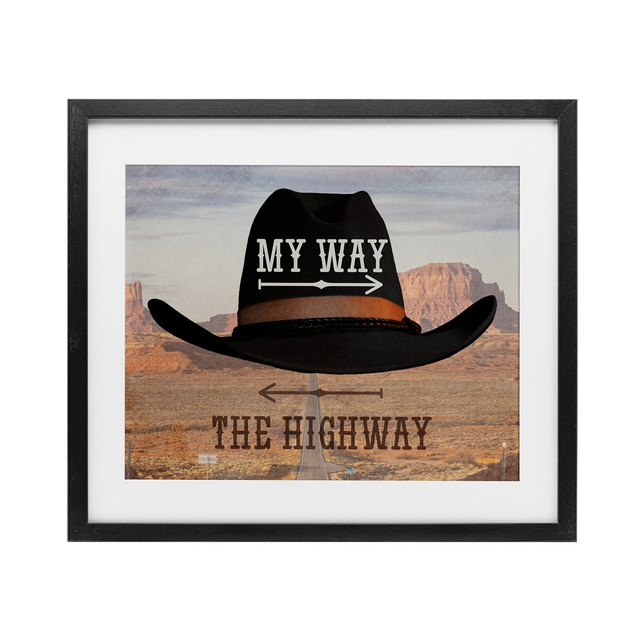 Stupell Industries My Way or Highway Cowboy Framed Print Under Glass, design by Marcus Prime